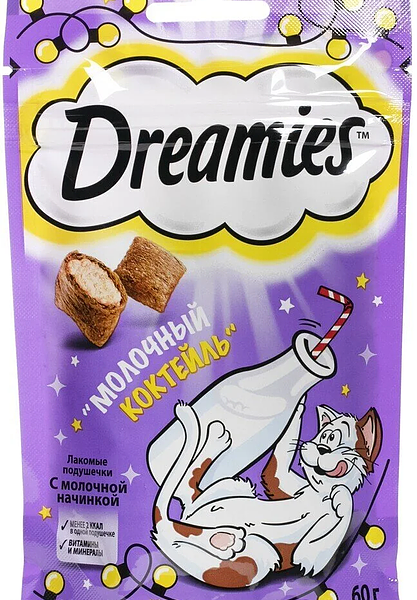Лакомство Dreamies Молочный коктейль для кошек подушечки 60 г