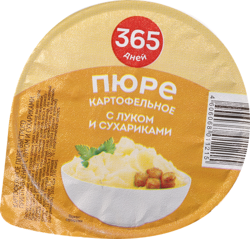 

Пюре картофельное 365 ДНЕЙ с луком и сухариками быстрого приготовления, 40г