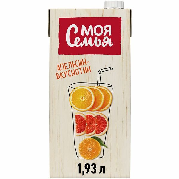 Напиток Моя Семья Апельсин–Вкуснотин сокосодержащий 1.93л