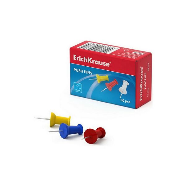 Кнопки силовые ErichKrause цветные, 50шт 24877