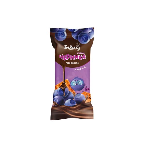 Пирожное с творогом с вафлей с нач Черника в глазури жир 23%  в  полимерной пл 50г