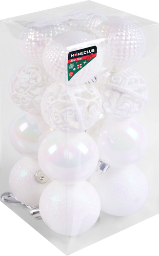 

Набор елочных шаров Homeclub разной фактуры пластик d 6 см 16 шт.