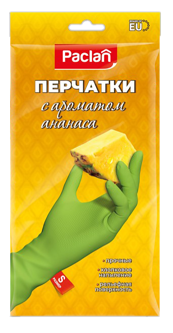 

Перчатки резиновые Paclan ароматоматизированные ананас зеленые размер S, 1 пара