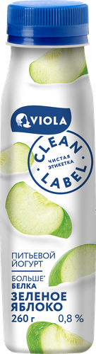 

Йогурт питьевой Viola Clean Label с зеленым яблоком 0.8% без змж 260 г