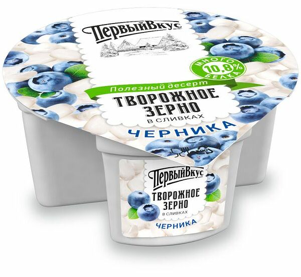 Творог Первый вкус зерно + сливки с черникой 5% 130 г
