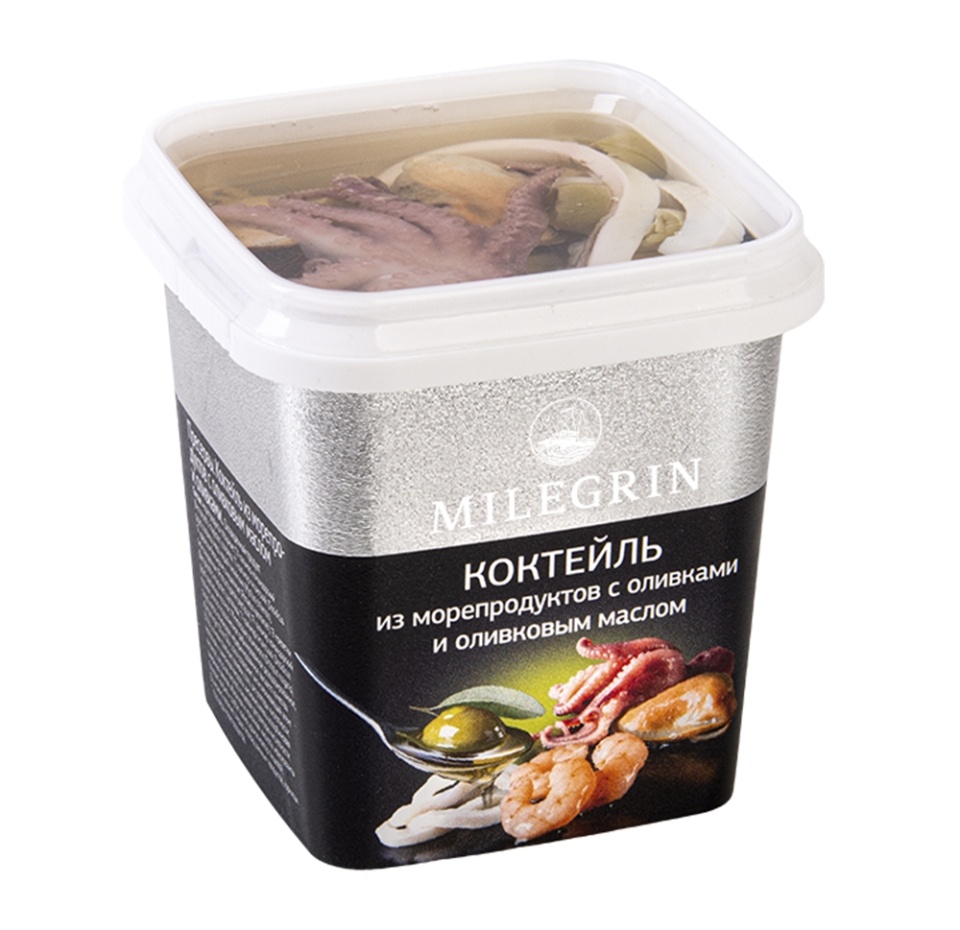 

Коктейль Milegrin из морепродуктов с оливками в оливковом масле 270 г