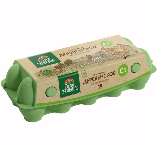 Яйцо куриное Село Зелёное Деревенское С1 10 шт 600г