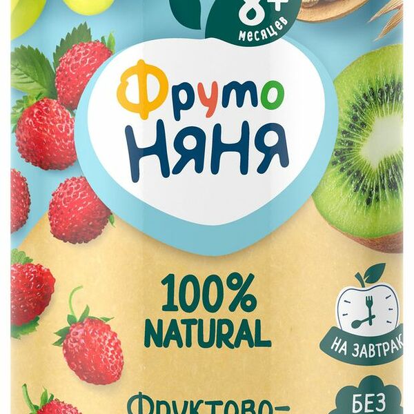 Пюре Фрутоняня Фруктово-ягодный микс яблоко, земляника, виноград, киви, с 8 месяцев, 250 г
