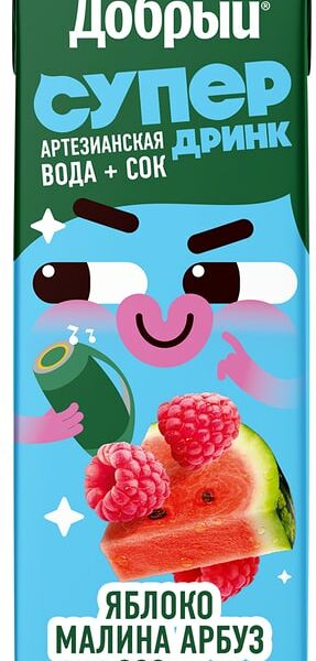 Напиток сокосодержащий Добрый Active kid яблоко-малина-арбуз 200 мл