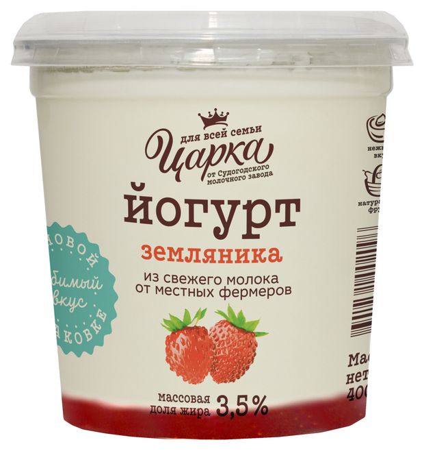 

Йогурт Царка с наполнителем земляника 3.5% 400 г
