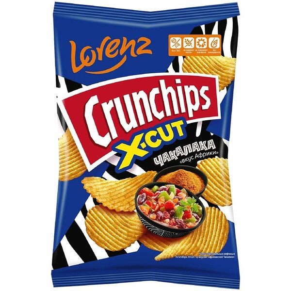 Чипсы картофельные Crunchips Lorenz Рифленые X-Cut Чакалака 130 г
