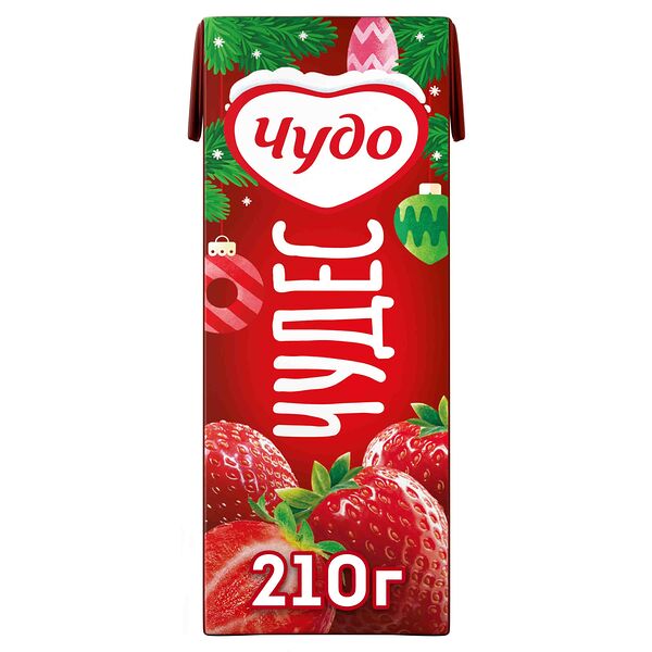 Коктейль молочный Чудо, со вкусом клубника, 2%, 210г