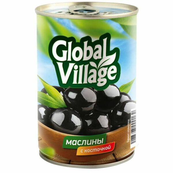 Маслины Global Village стерилизованные с косточкой, 425 г