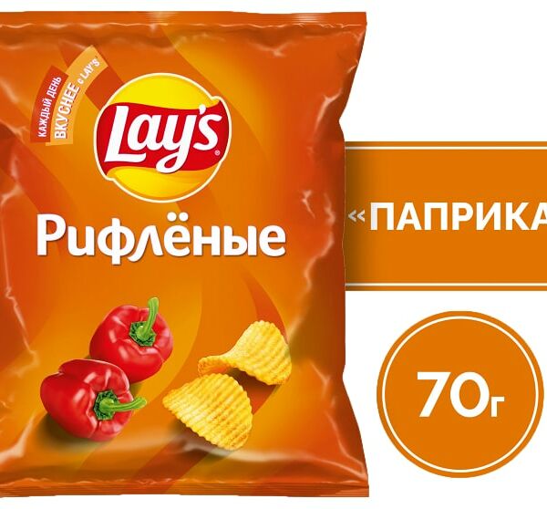 Чипсы Lays Рифленые Паприка 70г