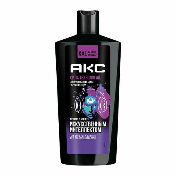 Гель для душа 3 в 1 Axe Сила Технологий, аромат заряжен искусственным интеллектом, 610 мл