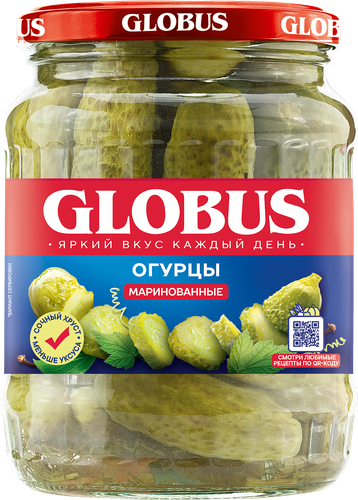 

Огурцы маринованные Globus 680 г