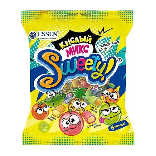 Конфеты Sweety кислые жевательные ассорти 180 г