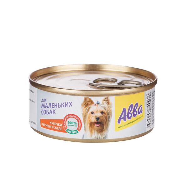 Влажный корм для собак Aвва для мелких пород с кусочками курицы в желе 100 г