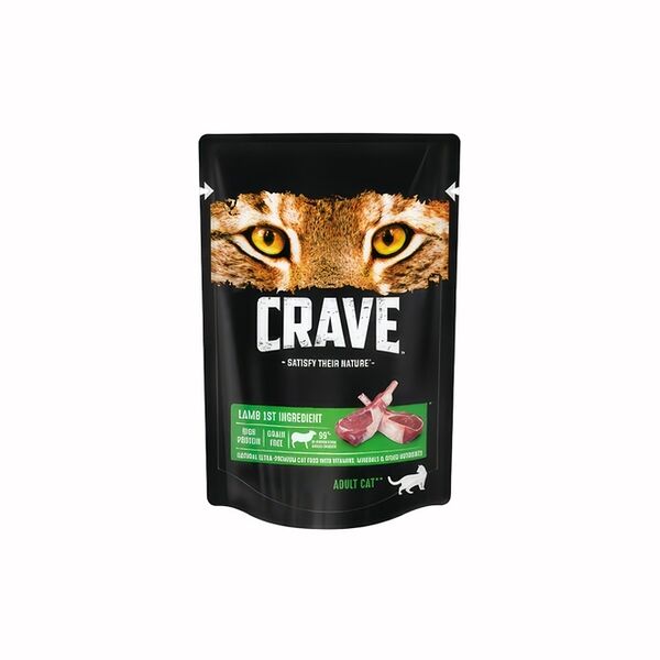 Корм консервированный для взрослых кошек CRAVE Ягненок в желе