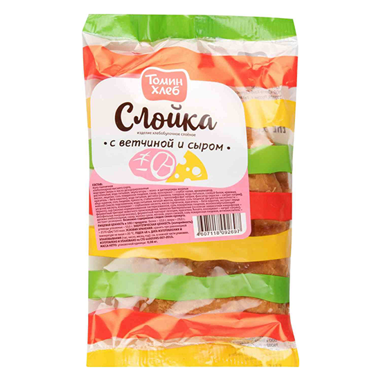 

Слойка Томин хлеб с ветчиной и сыром 60 г