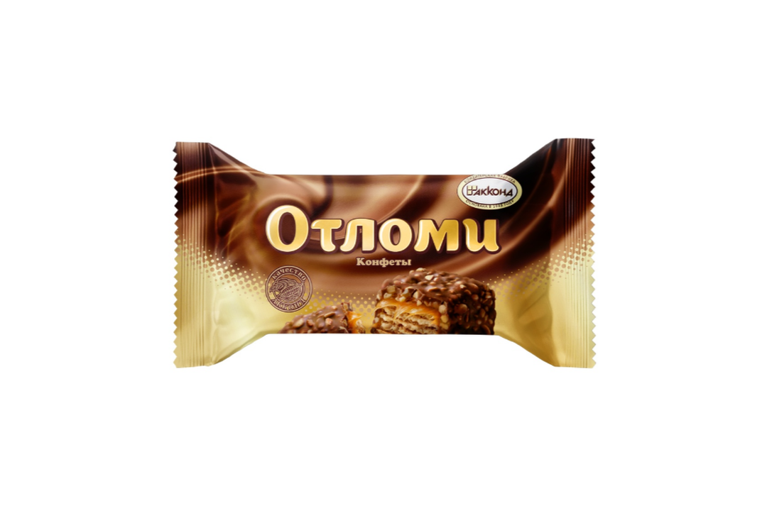 

Конфеты оригинальные Отломи Акконд с хрустящими вафлями, мягкой карамелью, арахисом и воздушным рисом 360 г