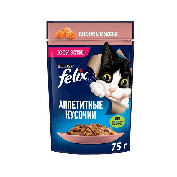 Феликс 75г Конс д/к кусочки в желе лосось