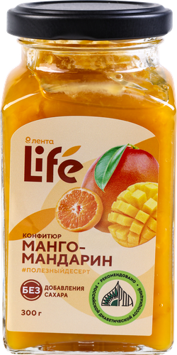 

Конфитюр Лента Life Манго-мандарин, без сахара, 300 г