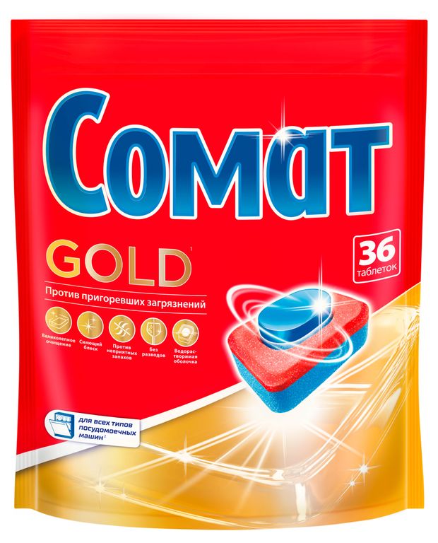 

Таблетки для посудомоечной машины Сомат Gold, 36 таблеток
