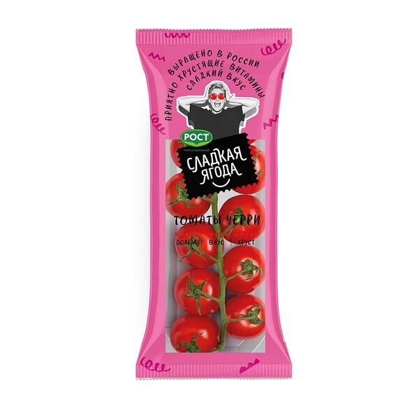 Томаты черри Сладкая ягода красные круглые на ветке 200 г