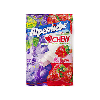 Жевательные конфеты Alpenliebe 2 CHEW Микс со вкусом клубники и винограда, 84г, Вьетнам