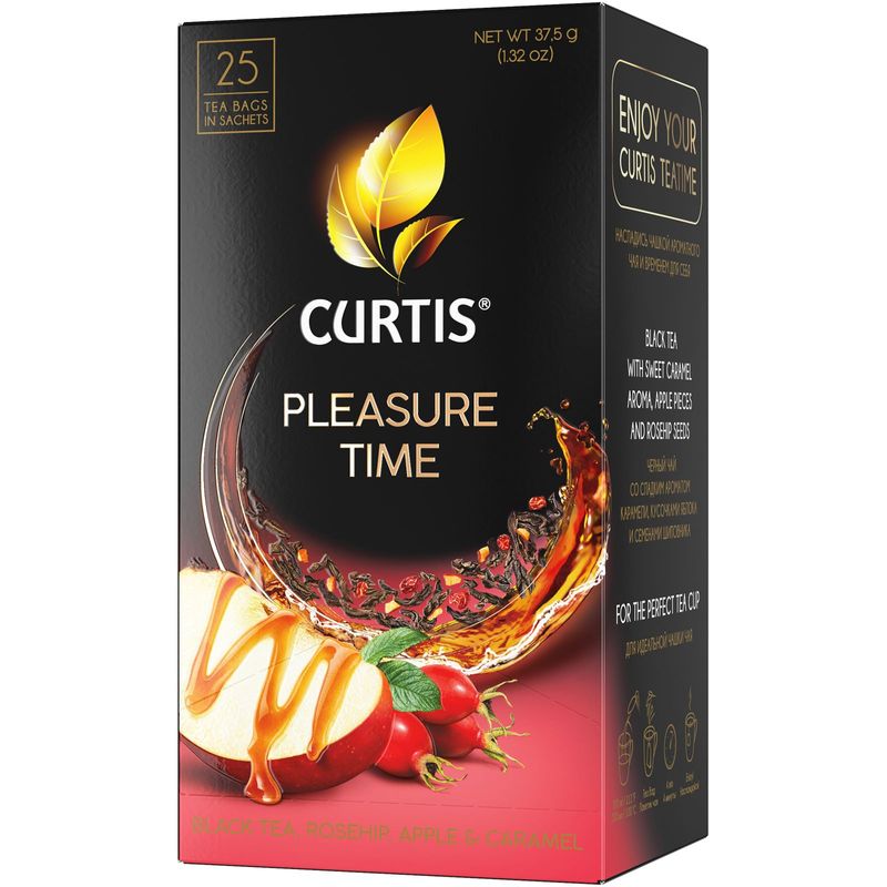 

Чай черный Curtis Pleasure Time c шиповником, яблоком и ароматом карамели, 25 пакетиков