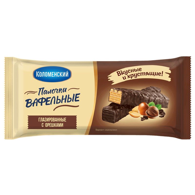 

Вафли Коломенский Палочки глазированные с орешками 140 г