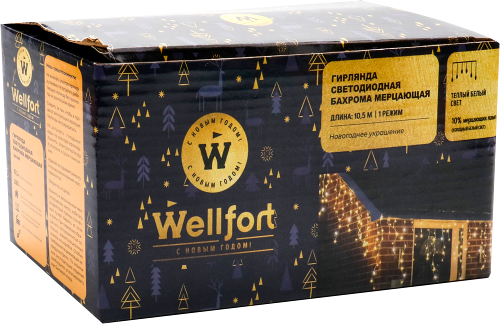 Бахрома Wellfort 288 LED теплый свет IP44 F22022526X Весна 10.5м