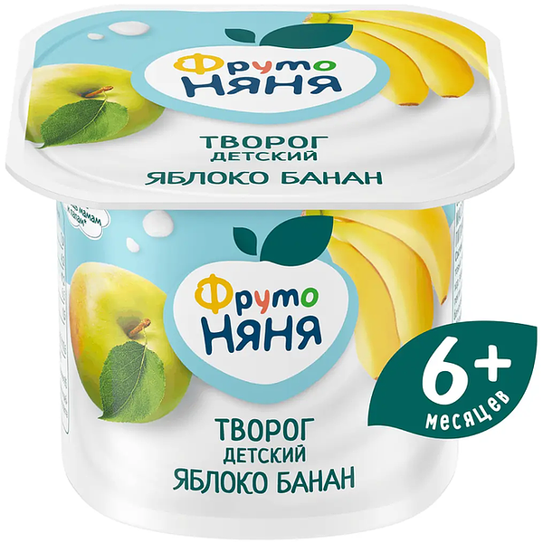 Биотворог ФрутоНяня с яблоком и бананом обогащенный витамином D3 4.2% 100 г