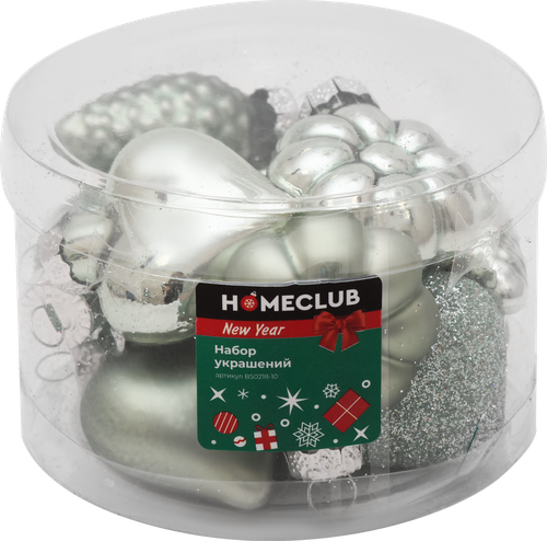 

Набор елочных украшений Homeclub разной формы 4 см 12 шт., цвет в ассортименте