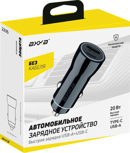 

Автомобильное Деппа Axxa ЗУ 2235 USB-A + Type-C PD QC 3.0