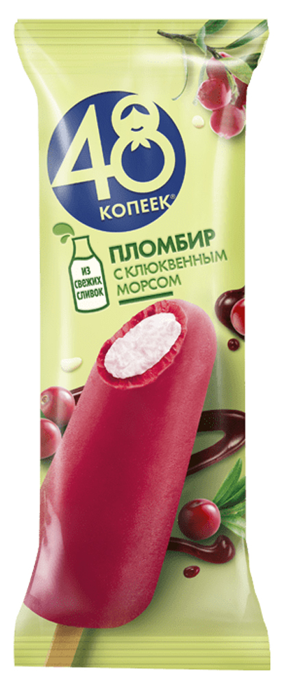 

Мороженое пломбир 48 Копеек Клюквенный морс эскимо 58 г