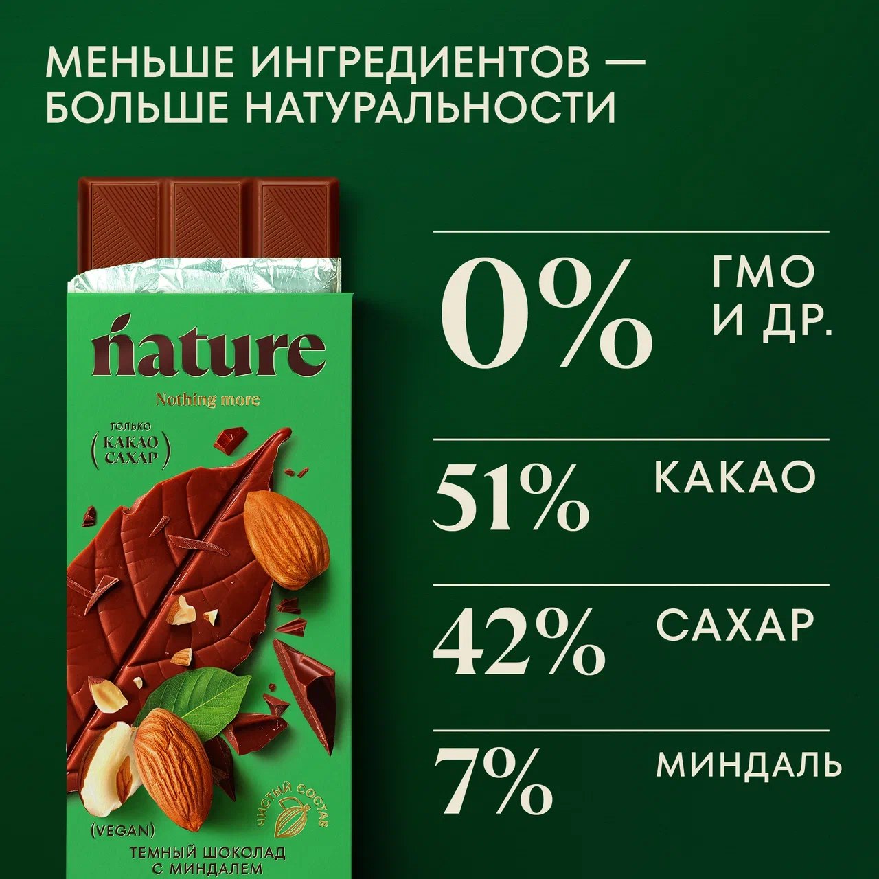 

Натуральный темный шоколад Nature с миндалем 70 г