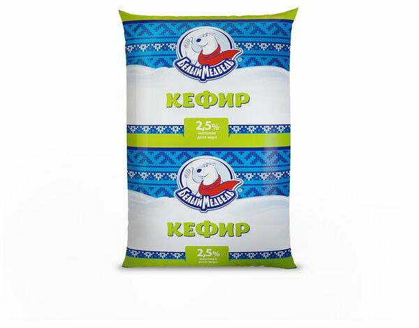 Кефир Белый медведь 2.5% БЗМЖ, 900 мл