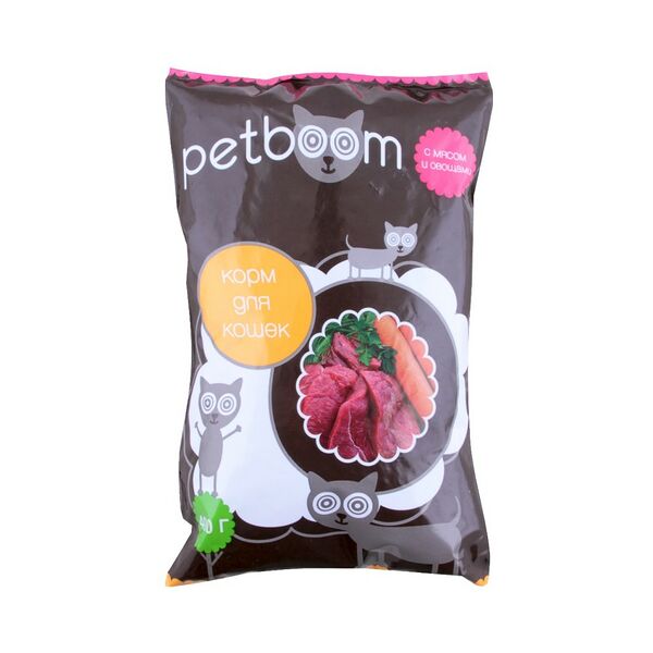 Сухой корм д/кошек Petboom с мясом и овощами вес 0,4 кг