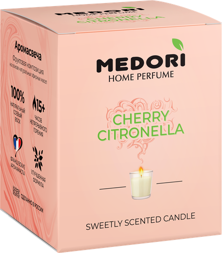 

Свеча ароматическая MEDORI Cherry Citronnela, в стакане, 70 мл
