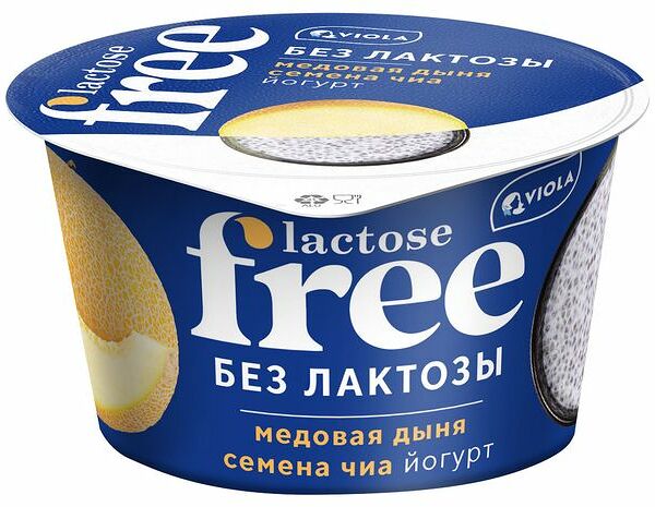 Йогурт безлактозный Viola Lactose Free Медовая дыня-семена чиа 2.7% 180 г
