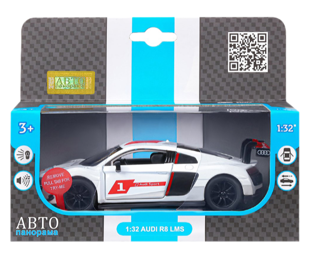 

Машинка металлическая 1:32 AUDI R8, белый перламутровый