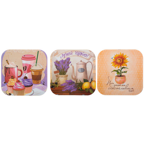 Подставка под горячее 18x18см дерево дизайн в ассортименте