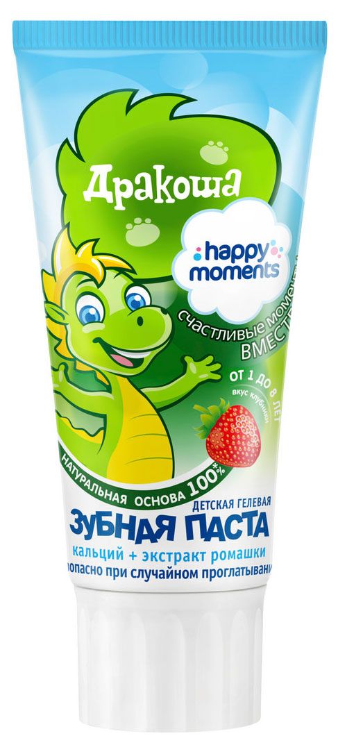 

Зубная паста Happy Moments Дракоша детская клубника 60 мл