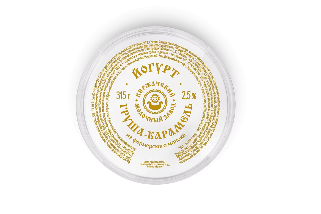 

Йогурт Киржачский Молочный Завод груша-карамель 2.5% 315 г