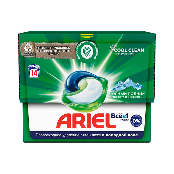 Гель авт СМС жидк в раствор капсулах Liquid Capsules Горный родник 14X19.5г ARIEL