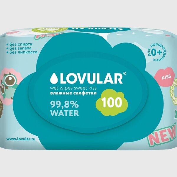 Влажные салфетки Lovular Sweet Kiss детские 100шт