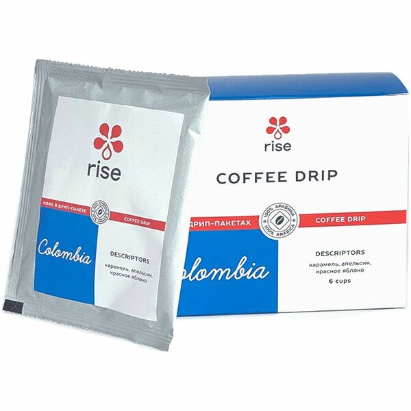 Кофе Rise Colombia жареный молотый в дрип-пакетах 6х12г