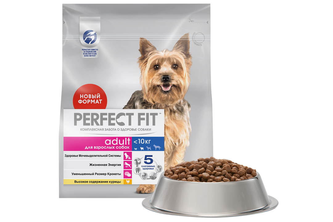 

Сухой корм PERFECT FIT™ для собак мелких и миниатюрных пород старше года, с курицей, 1.2 кг